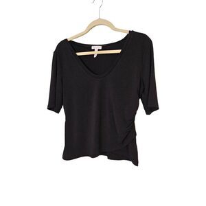 Leith black scoop neck half sleeved top. Size L.
